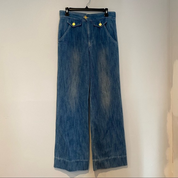 Isabel Marant Étoile Odessa Wide-Leg Denim Pants - Picture 2 of 10